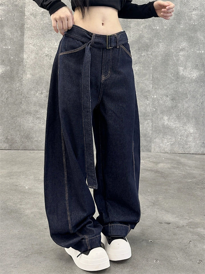 Women's High Street Simple Oversized Wide Leg Denim Pants