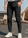 Men's Autumn Drawstring Zipper Sporty Fitted Pants
