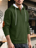 Men's Autumn Casual Solid Color Rhombus Jacquard Pullover Hoodie