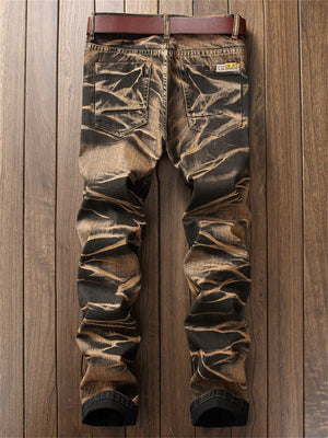 Men's Funky Vintage Distressed Straight Leg Jeans