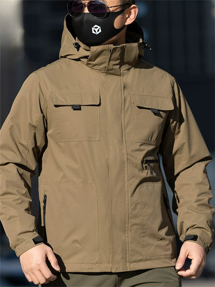 Men's Autumn 2-in-1 Sporty Pockets Hooded Outdoor Jackets with Lining