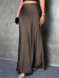 Women's Summer Elegant Casual Satin High-Waist Maxi Skirts