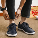 Men's Casual Faux Leather Solid Color Lace Up Low Top Flats Shoes