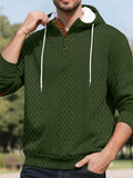 Men's Autumn Casual Solid Color Rhombus Jacquard Pullover Hoodie