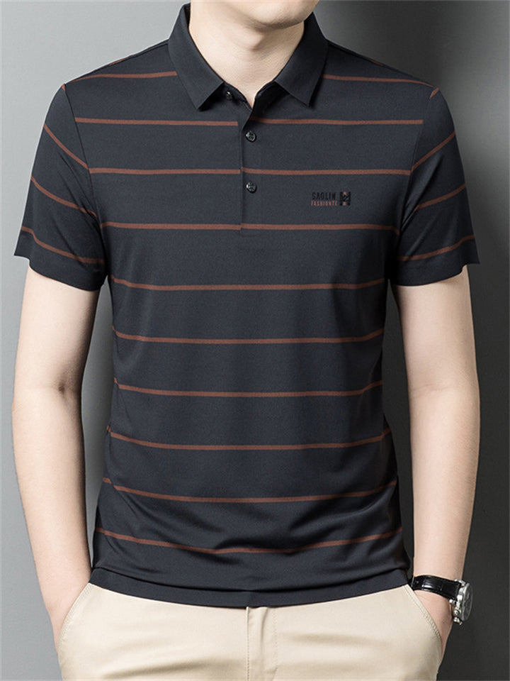 Men's Summer Stripe Lapel Short Sleeve Shirts