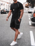 Men's Contrast Color Round Neck Quick-dry Top and Pants Set