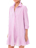 Women's Cotton Solid Color Pockets Long Sleeve Ruffled Hem Blouses