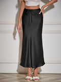 Women's Solid Color Drawstring A-Line Satin Skirts