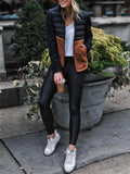 Ladies Contrast Color Fluffy Mandarin Collar Down Coat