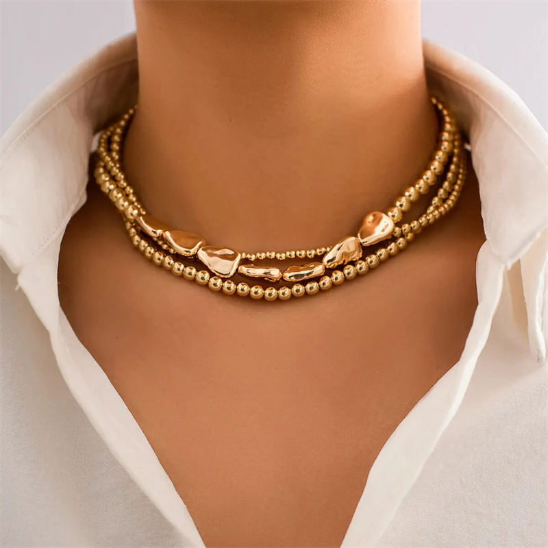 Irregular Faux Pearls Mini Beads Layered Necklaces