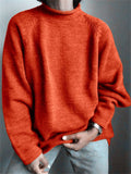 Solid Color Semi High Neck Long Sleeve Sweater for Women