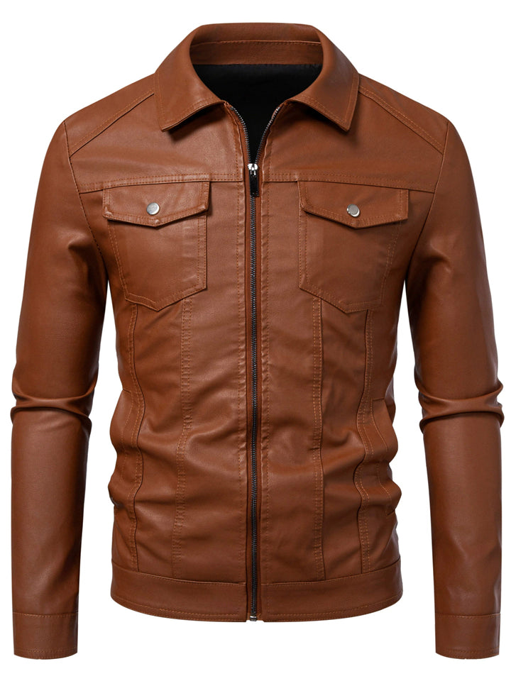 ‌Men's Autumn Casual Stylish Motorcycle Style‌ Faux Leather Jackets