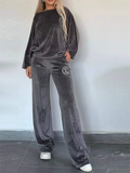 Women's Autumn Velvet Loose BatWing Sleeve Sweatsuit Two Piece Set