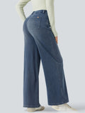 Women's Vintage Mid Waist Wide Leg Jeans Slimming Denim Pants