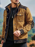 Men's Vintage Wash Slim Fit Casual Outerwear Patchwork Denim Jackets