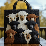Black Cute Sheep Pattern Canvas Tote Bag