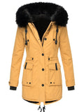 Women's Parka Thickened Coat with Faux Fur Hood