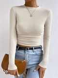 ‌Women's Sexy Long Sleeve Waffle Knit Slim Fit Shirts