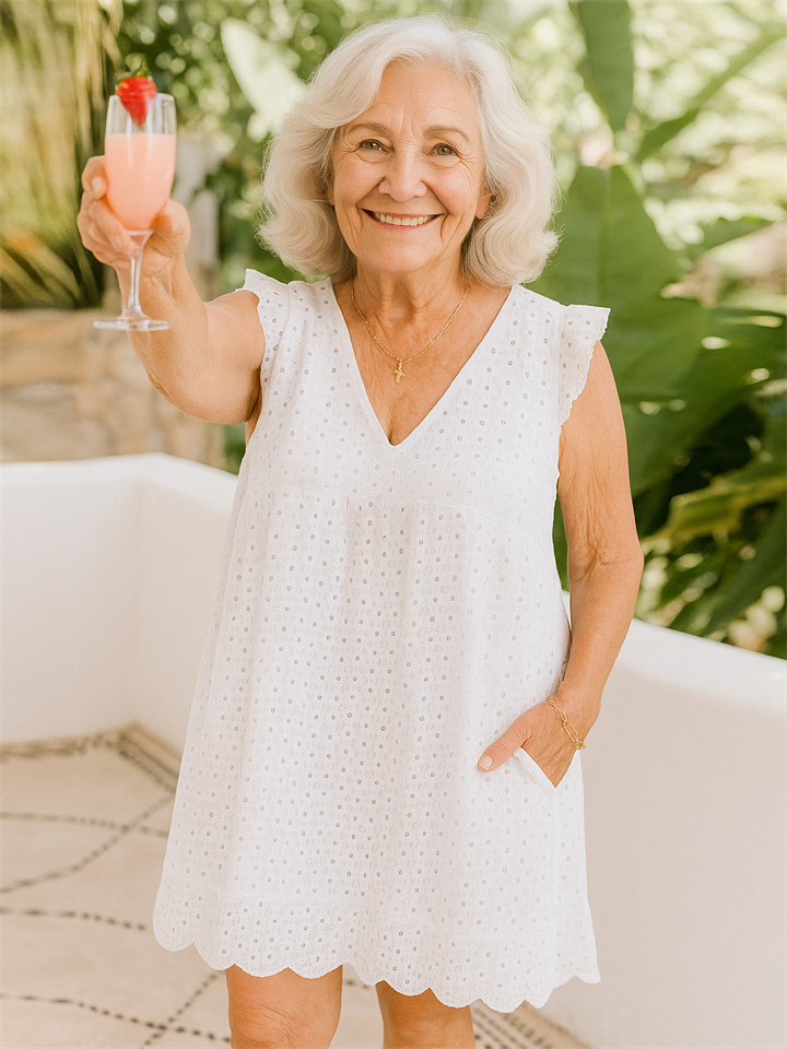 Women's Cute Eyelet California Romper Dress