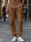 Men's Simple Elastic Waist Drawstring Straight Leg Casual Pants