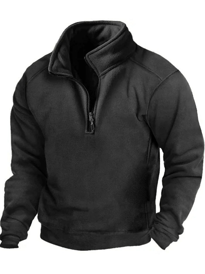 Warm Men's Half Zip Pullover Stand Collar Fleece Sweatshirts