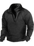 Warm Men's Half Zip Pullover Stand Collar Fleece Sweatshirts