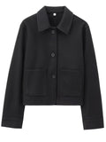 Women's Simple Solid Color Pockets Lapel Long Sleeve Coat