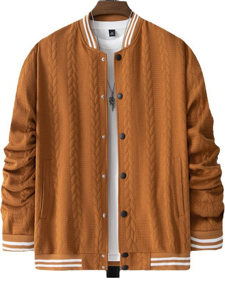 Casual Men's Jacquard Stand Collar Baseball Jackets