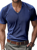 Comfy Men's Casual V-neck Corduroy Short Sleeve Shirt