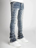 Men's High Waist Stretch Beads Decorated Skinny Jeans