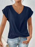 Women's Summer Basic Solid Color V Neck Short Sleeve T-Shirts