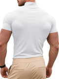 Men's Summer Solid Slim High Neck Short Sleeve Shirts