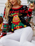 Women's Autumn Elk 3D Fur Ball Sequined Round Neck Christmas Sweaters