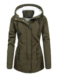 Women's Hooded Fleece Lined Warm Drawstring Winter Coats