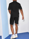 Fashionable Short Sleeve Thin Lapel Shirt+Shorts Men't Sets