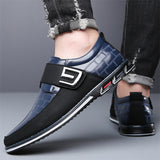 Men's Faux Leather Hook and Loop Fastener Flats Shoes
