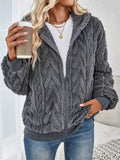 Women's Fleece Zip-up Loose Fit Sherpa Jacket Casual Warm Coat