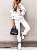 Women's Casual Solid Color Hooded Sweatshirts & Sweatpants Outfit