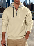 Men's Autumn Casual Half-Zip Drawstring Contrast Color Fleece Hoodies