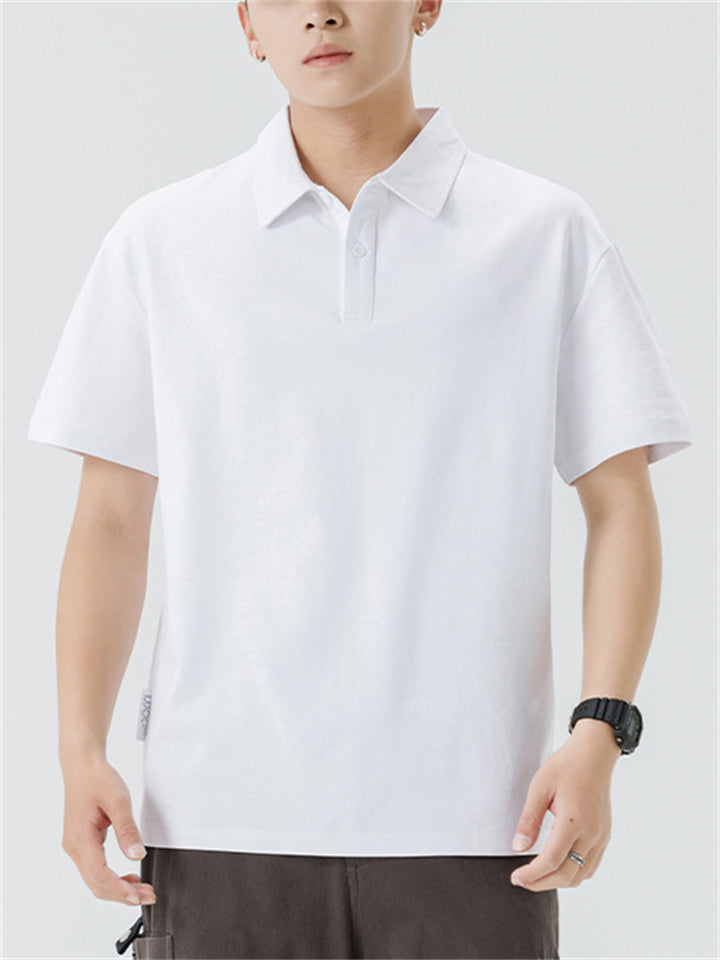Men's Summer Cotton Solid Color Lapel Polo T-Shirt