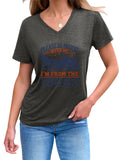 Women's PLEASE BE PATIENT Letter Print V Neck Short Sleeve Shirts