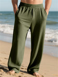 Men's Spring Drawstring Jacquard Pit Stripe Straight Leg Trousers