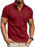Male's Summer Simple Breathable Contrast Trim Short Sleeve Shirts