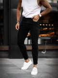 Male Solid Color Slim Fit Personality Jeans