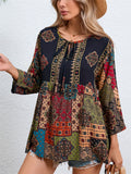 Women's Summer Holiday Style Contrast Color Printed Half Sleeve Shirt
