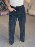 Women's Bling Solid Color High Waist Denim Pants