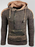 Men's Autumn Contrast Color Pockets Long Sleeve Hooded Sweaters