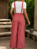 Women's Solid Color Straight Wide Leg Overall Jumpsuits