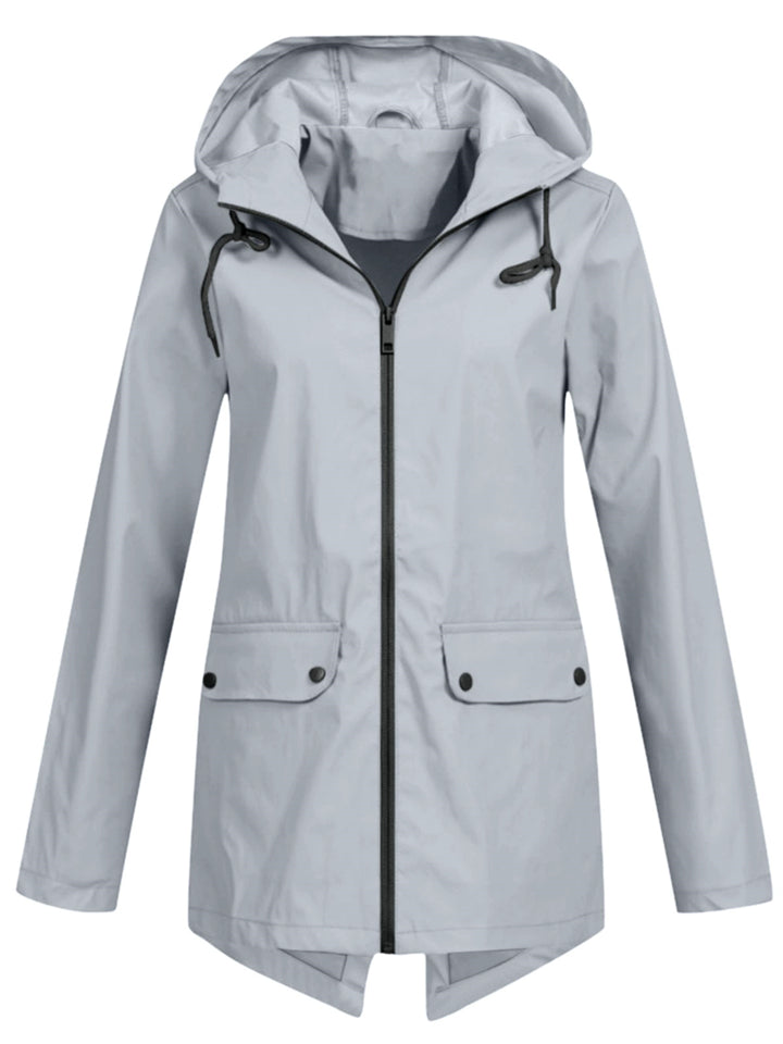Women's Autumn Outdoor Solid Color Zip Up Hooded Jackets