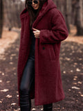 Women's Warm Hooded Maxi Plush Coat for Winter